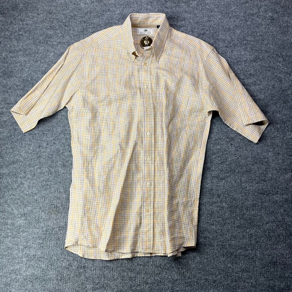 Carroll & Co Button Up Short Slevee Shirt Men's Plaid‎ Pockets Casual - Medium
